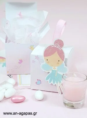 Μπομπονιέρα  Βάπτισης  3D  Κουτί  Pink  Fairy