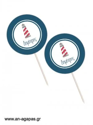 Cupcake  Toppers  Lighthouse  Red