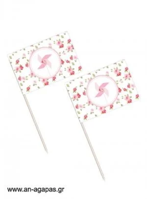 Toothpick  flags  Pinwheel  Pink