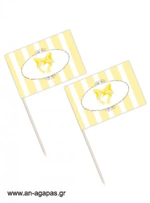 Toothpick  flags  Yellow  Dots  &  Stripes